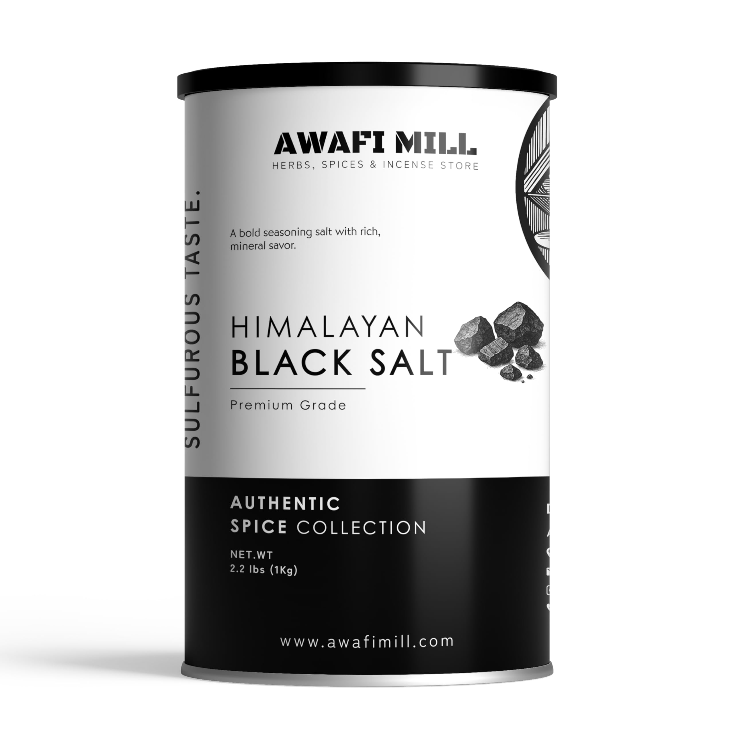 AWAFI MILL Himalayan Black Salt (Kala Namak) – Whole Mineral Chunks | Sulfurous–Smoky Finishing Salt for Chaat, Raita, Pani Puri, Jaljeera, Fruit Salads & Vegan Dishes - 1Kg | 2.2 lbs