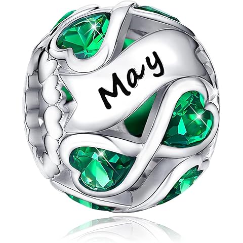 FOREVER QUEEN Birthstone Charms 925 Sterling Silver Infinite Love Heart Openwork Bead for Charm Bracelets and Necklaces with 5A Cubic Zirconia, Birthday Jewelry Gifts Women Girls