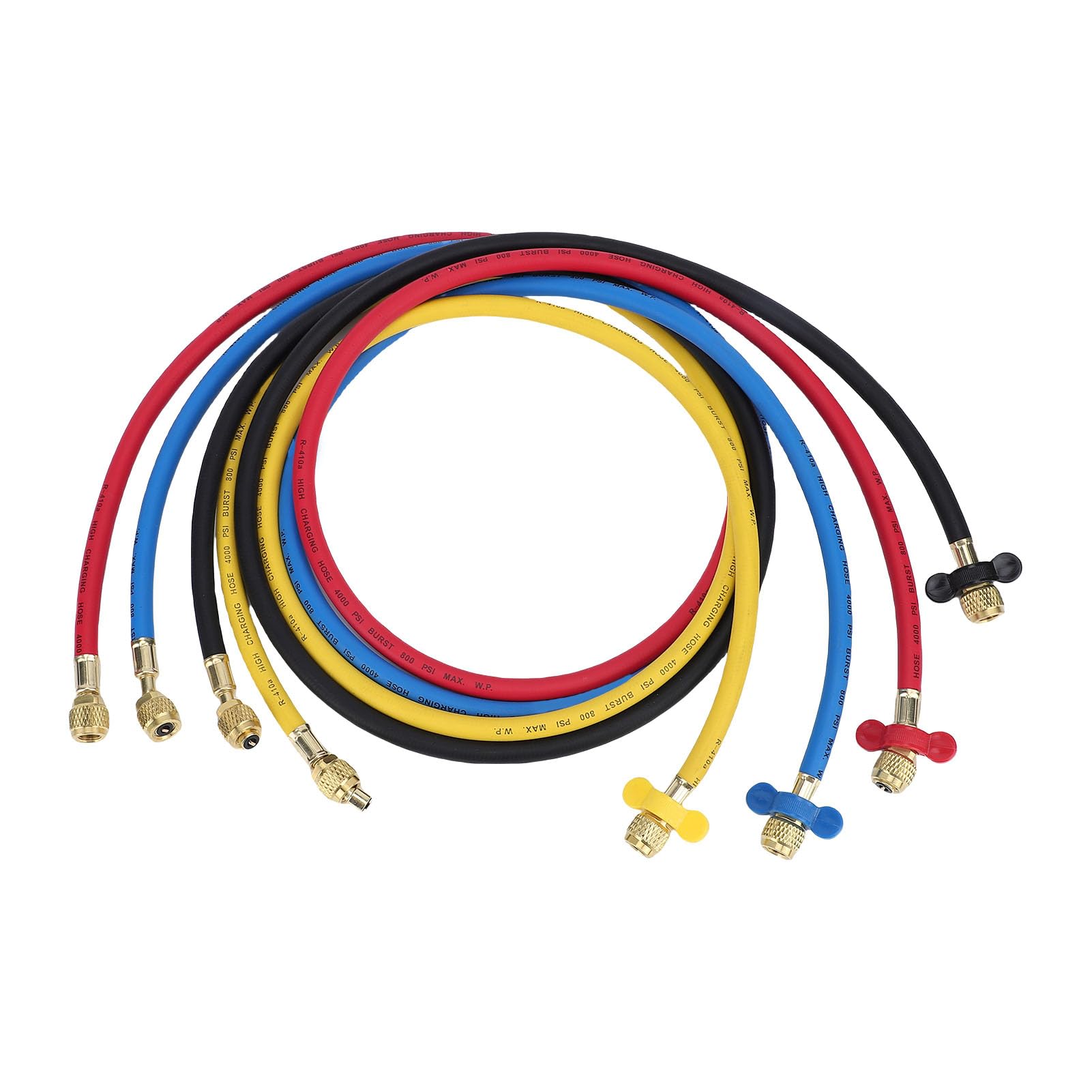 Keenso Juego de Manómetros de Colector de CA, Kit de Carga de Refrigerante de Aire Acondicionado Automotriz de Latón con Manguera de 4.92 Pies y Válvula de Seguridad, para