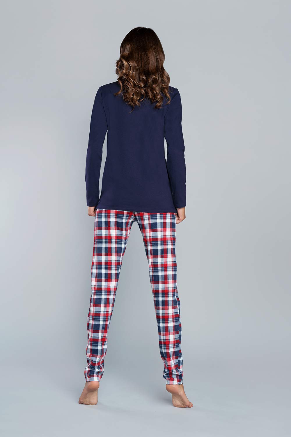 Italian Fashion Pyjama Femme Coton | Ensembles de Pyjama Femme | Pyj' Hiver Chaud de Noël | Vêtements de Nuit | 2 Pièces avec Haut à Manches Longues et Pantalon S-XXL