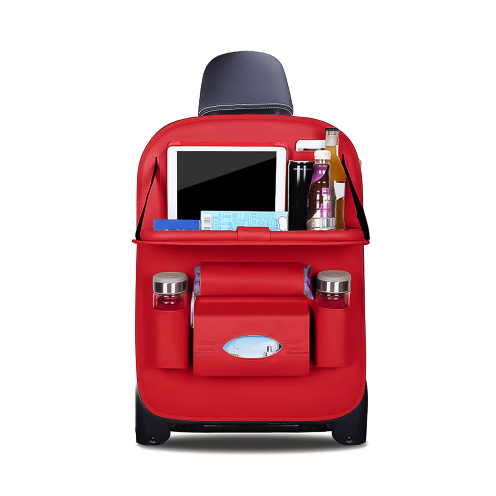 Ergocar Organizer per sedile posteriore auto, tappetino in pelle PU di lusso, supporto pieghevole per tablet, multifunzione, protezione per lunghi viaggi