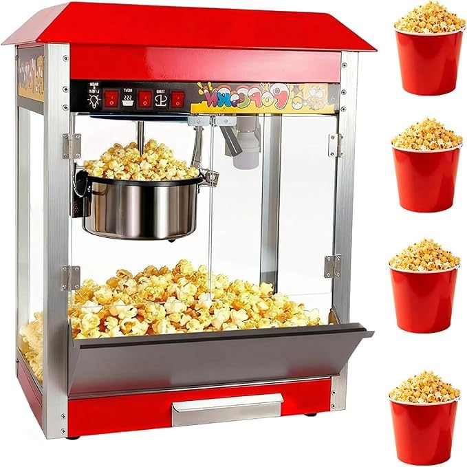 KitchTron Popcorn Maker Heavy Duty machine Countertop, Large Capacity Electric Hot Air Popcorn Popper, for Commercial And Home