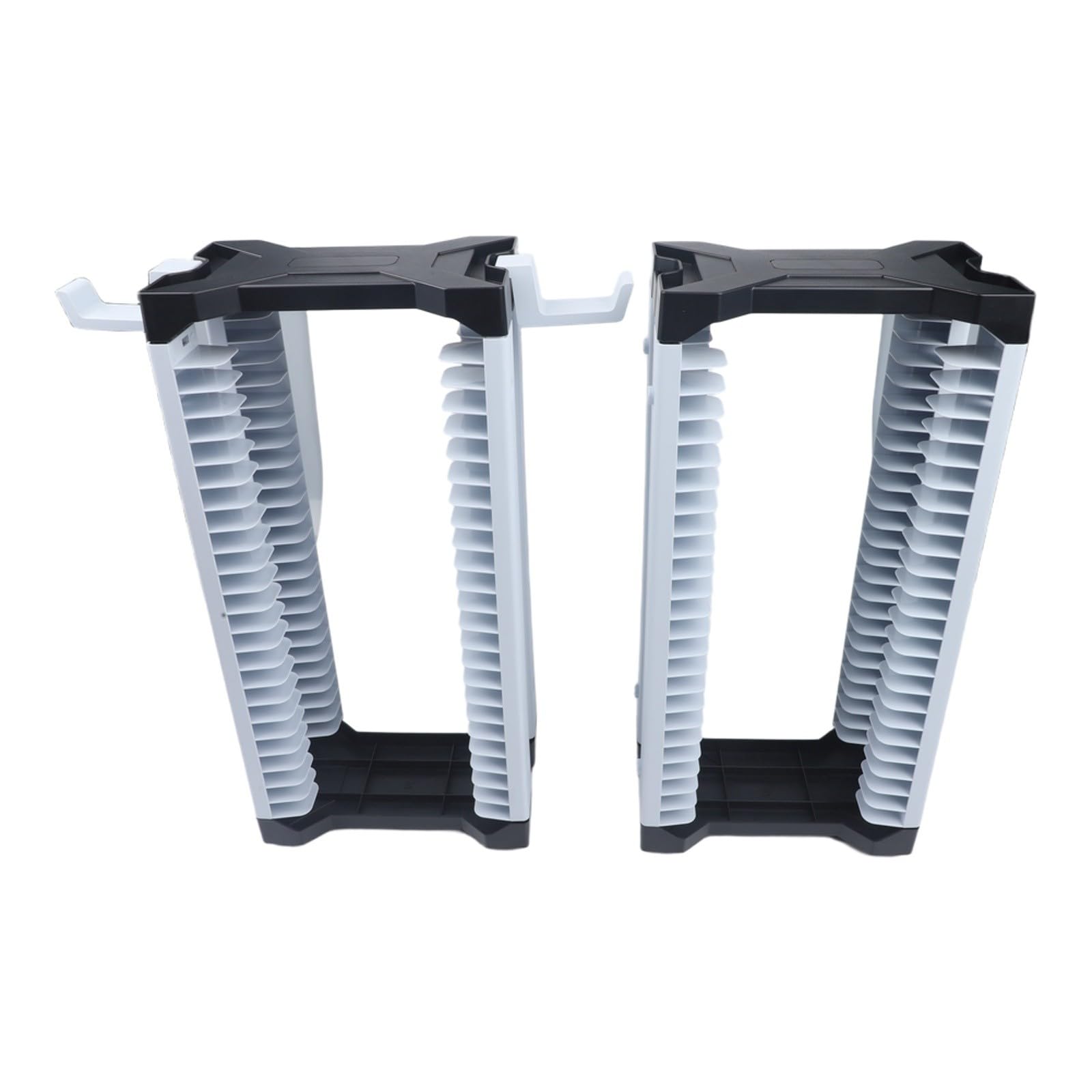 Game Disc Storage Tower, supporto per controller, capacità 46 dischi, rack salvaspazio in ABS, finitura bianca per Xbox PS5 Nintendo