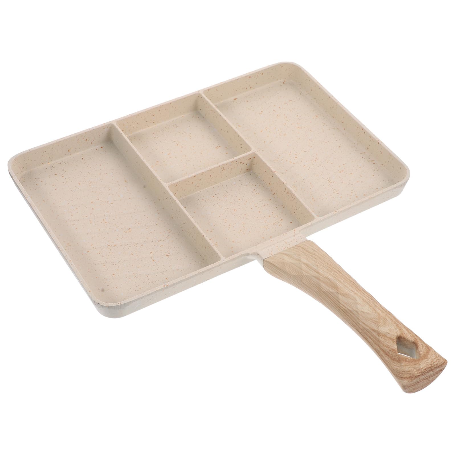 Padella per Frittate in Lega di Alluminio e Legno Beige, Antiaderente Multifunzione Manico Ergonomico, Facile da Pulire per Colazione e Bistecca