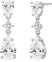 EAMTI Teardrop Dangle Wedding Earrings for Brides - Cubic Zirconia 925 Sterling Silver Post, Hypoallergenic Engagement Earrings for Women