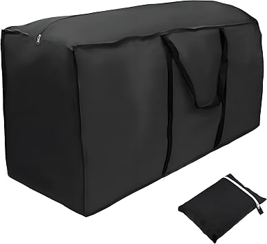 Extra Large Garden Cushion Storage Bag 173x76x51cm - Waterproof Heavy Duty 210D Oxford Fabric, UV Resistant Outdoor Cover with Handles for Patio Furniture, Christmas Tree, Blankets Black