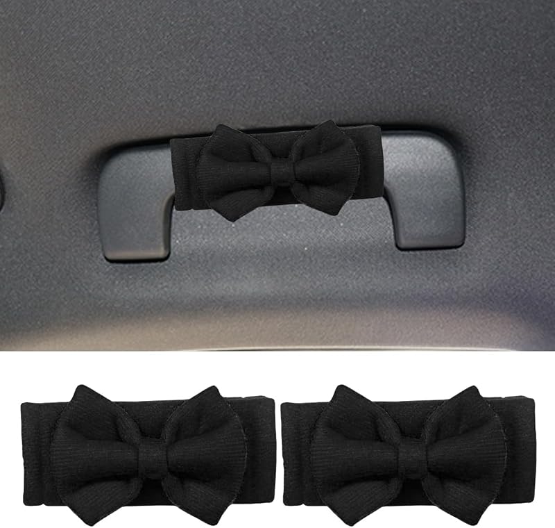 Protetor de puxador interno de porta automotiva KPFILEH com laço decorativo preto – 2 unidades