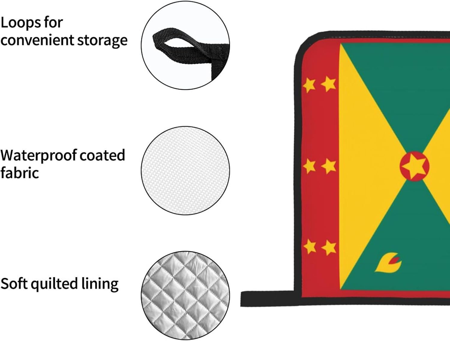 Flag of Grenada Prints Kitchen Covers: Waterproof Oven Layers for Safe Cooking & Easy Cleanup - 4 Piece Heat Protection Set