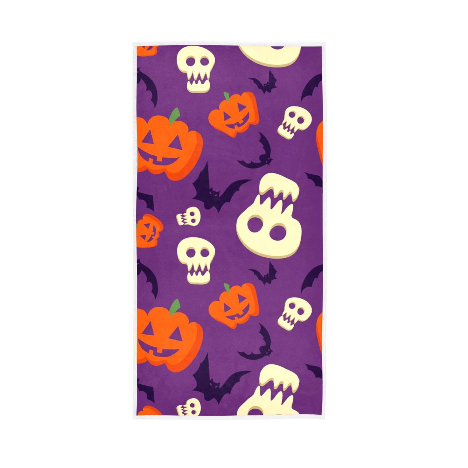 LSRCPD Funny Halloween Skulls Pumpkins Facial Towels, 15 x 30 Inches, Spa Towels Towels for Gym