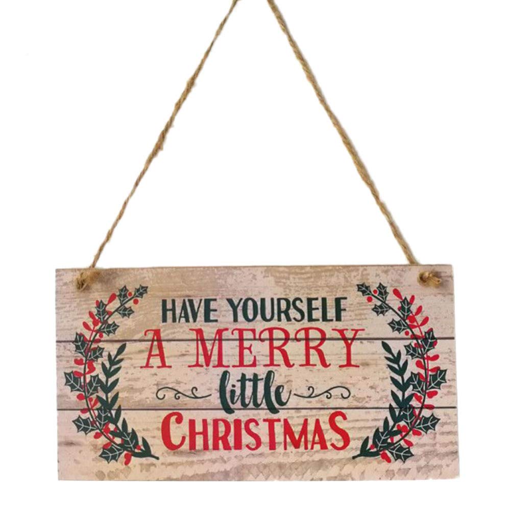 Beavorty Adorno Colgante Navideño de Madera para Puerta 20x10 Cm Diseño Brillante para Adorno Navideño en Fiestas y Entrada