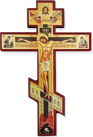 Wooden Wall Crucifix Three Bar Orthodox Cross