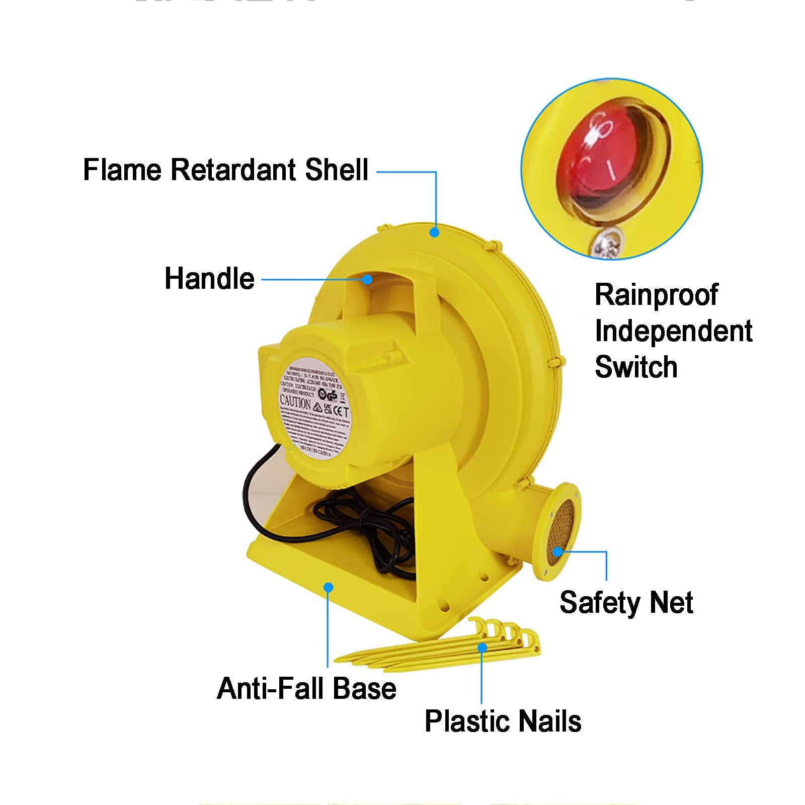 Soffiatore D'Aria Di Ricambio Per Gonfiabili Da Giardino - Potente E Silenzioso Per Feste - Foto 8