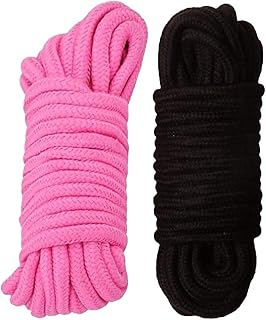 Soft Cotton Rope- 10m Multi-Function Natural Durable Long Rope - Variety of Color (Black Pink)