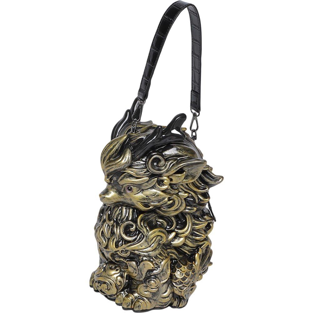 Casiler 3d Mythical Shaped Shoulder Bag, Chinese Style Hobo Crossbody Bag Handbag for Women Daily Styling