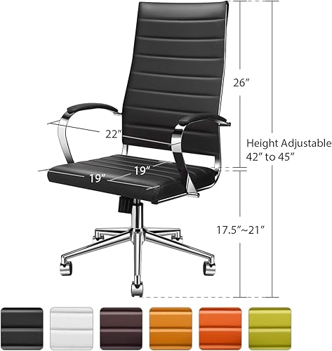 Miniatura 3 de Silla de oficina ergonómica, silla de escritorio giratoria ajustable con reposabrazos en cuero vegano, silla de respaldo alto para soporte lumbar,