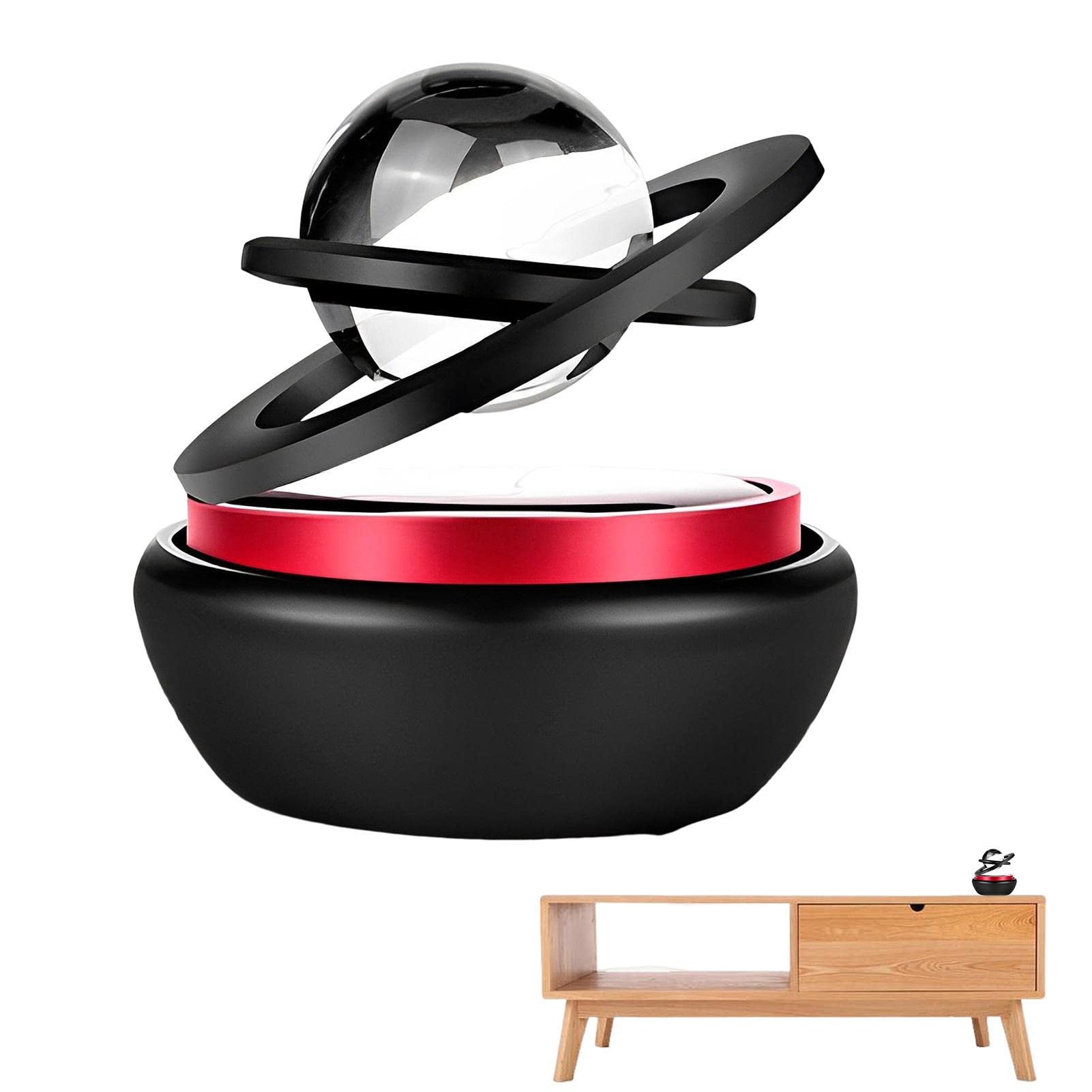 Black Red Car Air Fresheners - Creative Solar Energy Rotating Cologne Car Aromatherapy,Car Perfume Air Diffuser Decoration For Freshening Air And Removing Odor