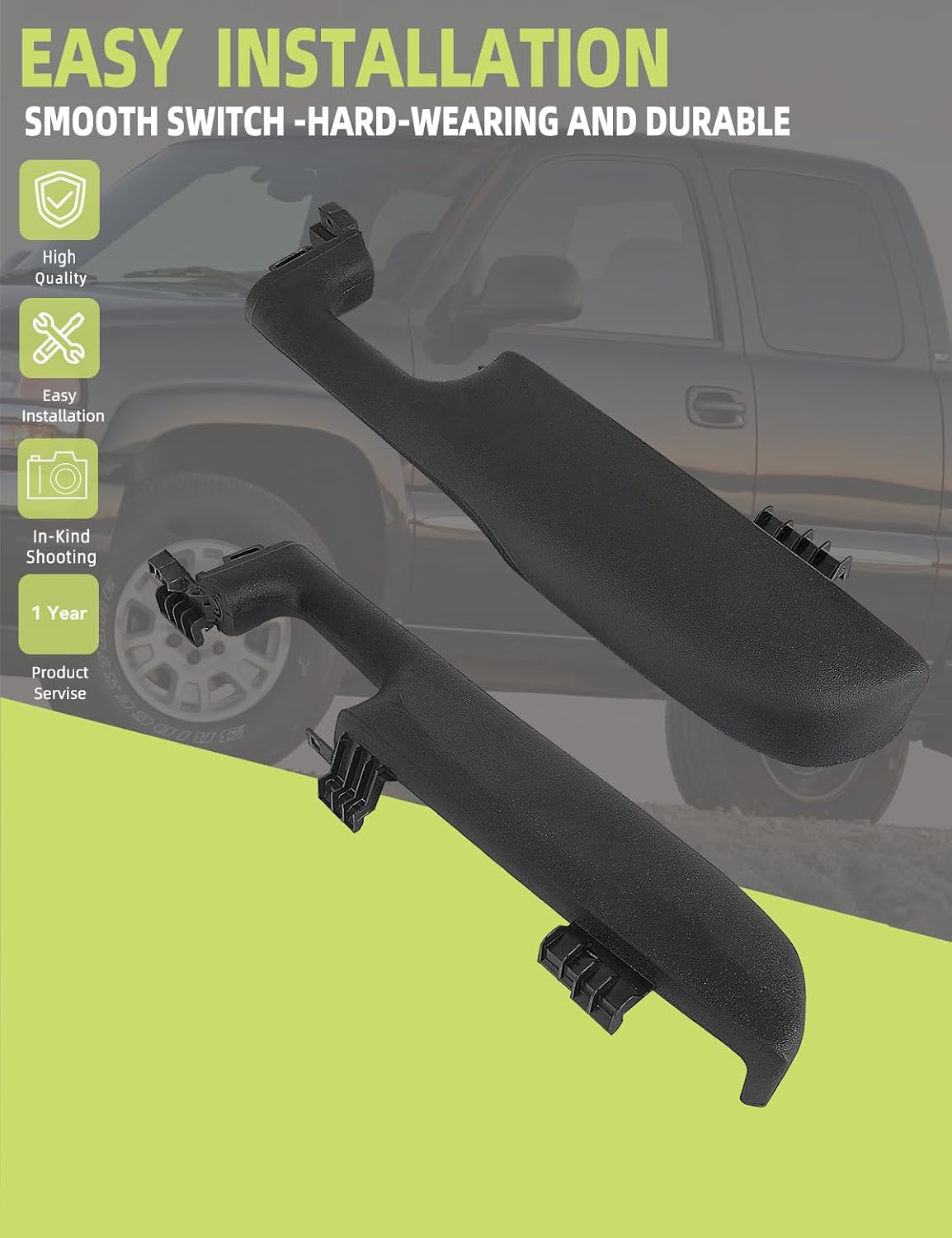 Front Door Armrest Driver Passenger Side (1 Pair) Compatible with Chevy Silverado 1500/ GMC Sierra 1500 2004-2007/ Chevy Avalanche 2004-2006 Accessories Parts Replaces 88981547 88981542 Rh Lh