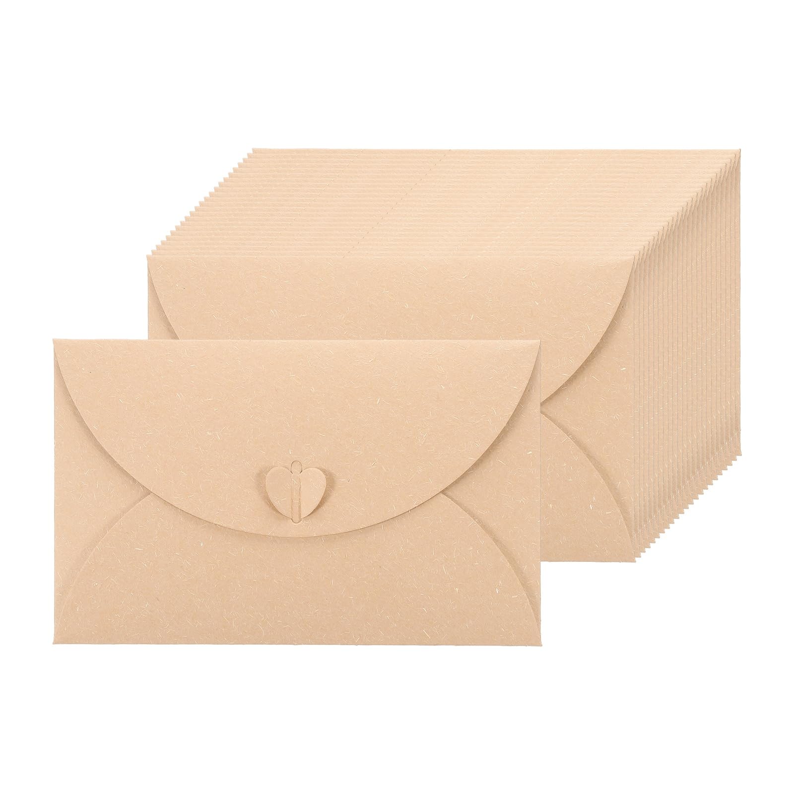 PATIKIL 24pcs Card Envelopes (110 x 175 mm) - Cute Envelopes Holder with Heart Shaped Clasp, for Business Party Greeting Invitation Birthday Weddings, Gray-Yellow
