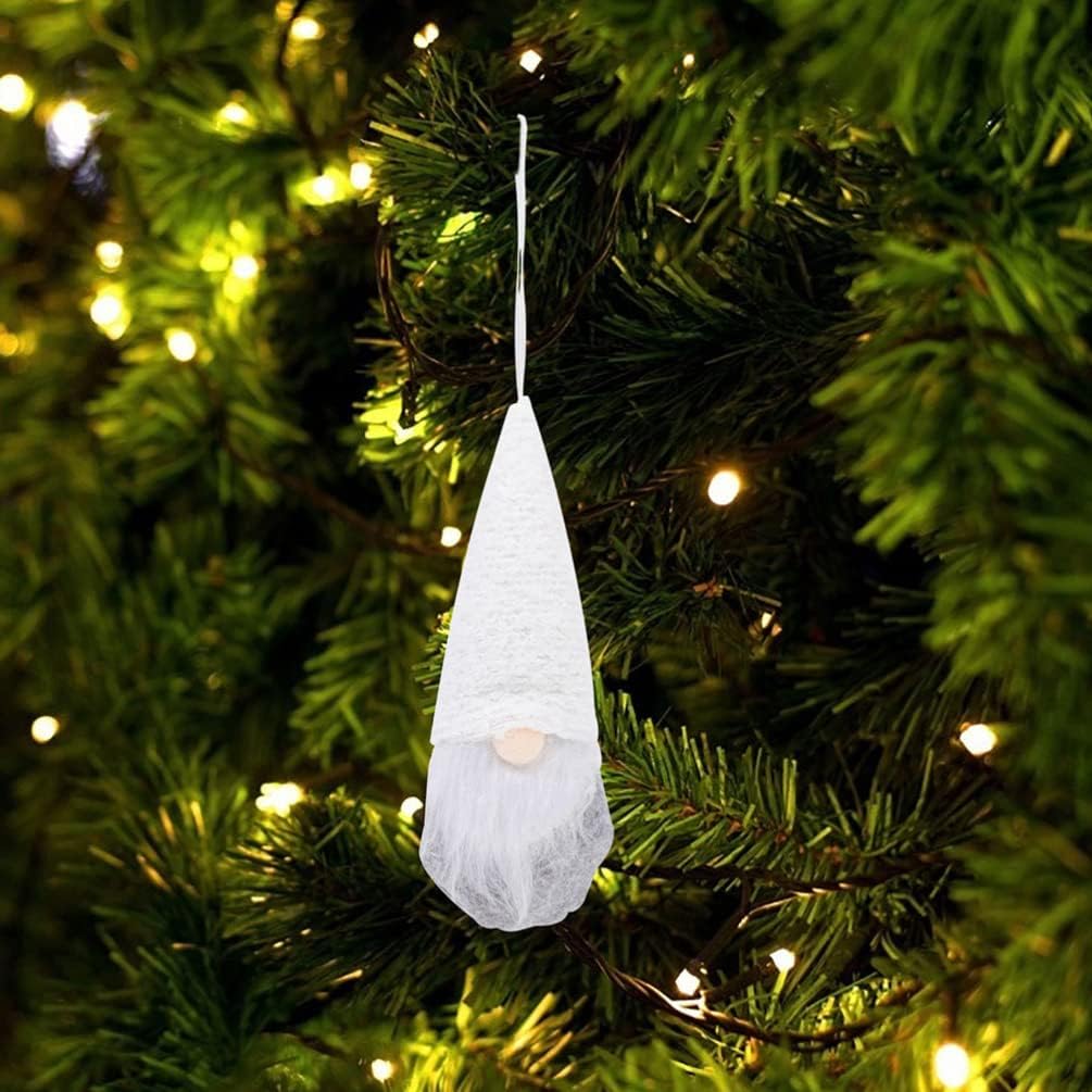 TOYANDONA 6pcs Christmas Tree Hanging Gnomes Ornaments, Hanging Christmas Gnomes Plush Swedish Gnomes White Christmas Gnomes Decorations for Tree Party Decor