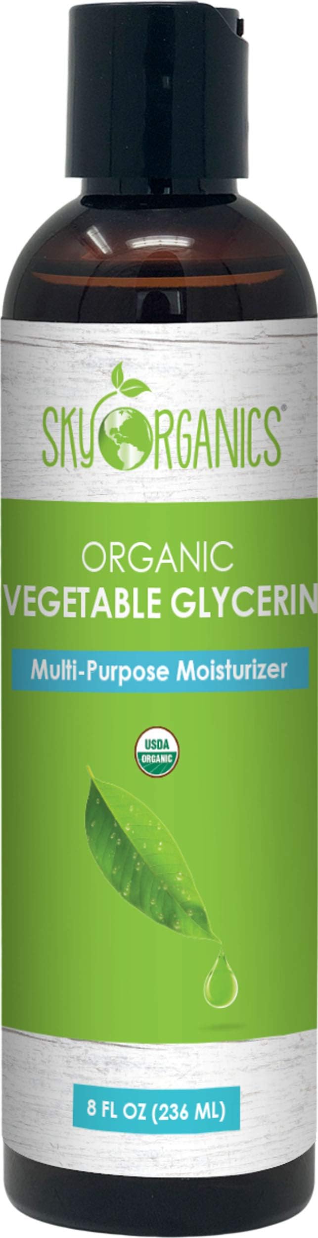 Sky Organics Organic Vegetable Glycerin for Body & DIY, USDA Certified Organic to Moisturize & Soften, 8 fl. Oz