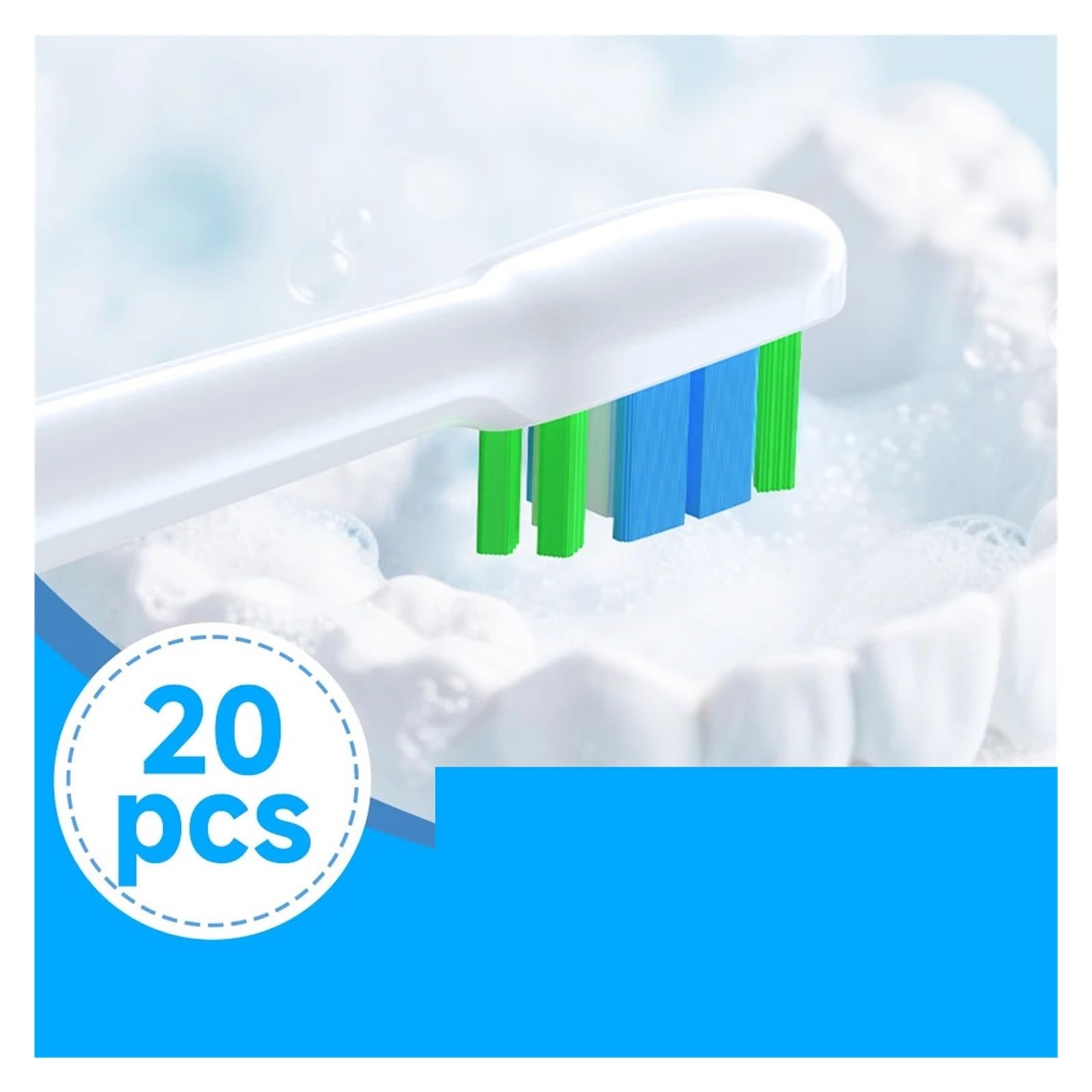 20PCS cabezales, compatible con Philips, uso adulto | Cabezales de cepillo dental de plástico para limpieza diaria y reemplazo regular(20HB80B)