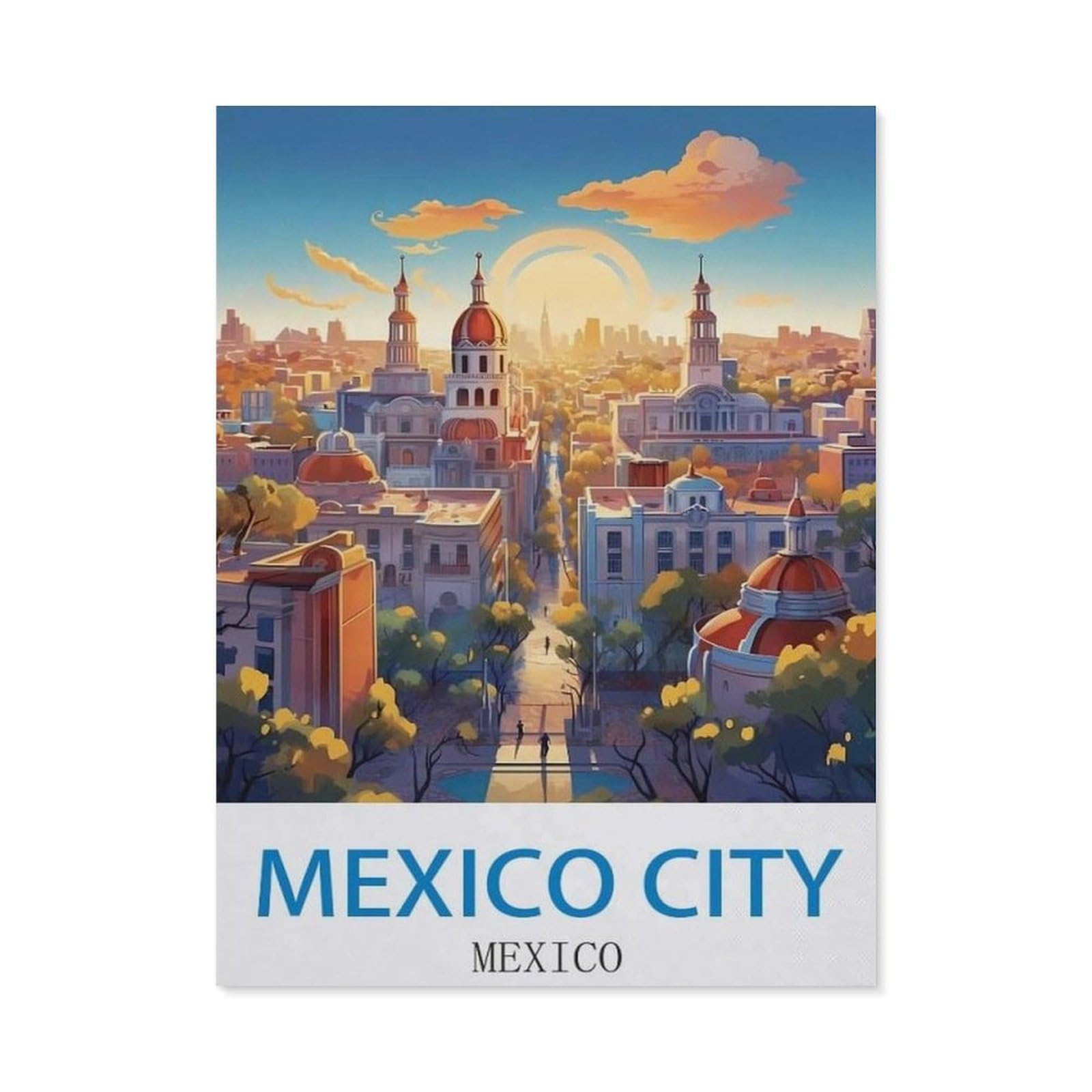 Mexico City Mexico，Vintage Metal Tin Sign Retro Wall Art Decor House Plaque Poster for Home Bar Pub Garden Kitchen Coffee Garage Decoration(20x30cm）8x12 inch-EC59