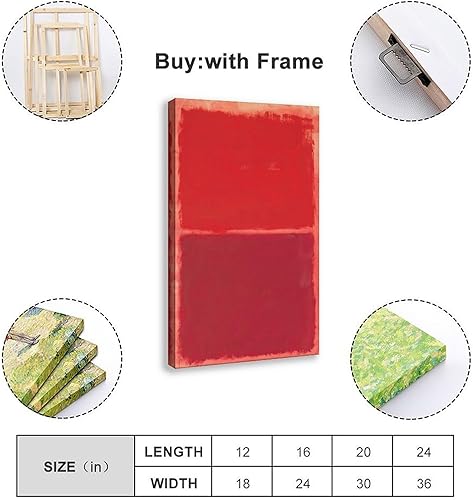 Miniatura 2 de Mark Rothko - Lienzo decorativo para pared, diseño de cuadros para sala de estar, dormitorio, estilo marco, 24 x 36 pulgadas (23.6 x 35.4 in)