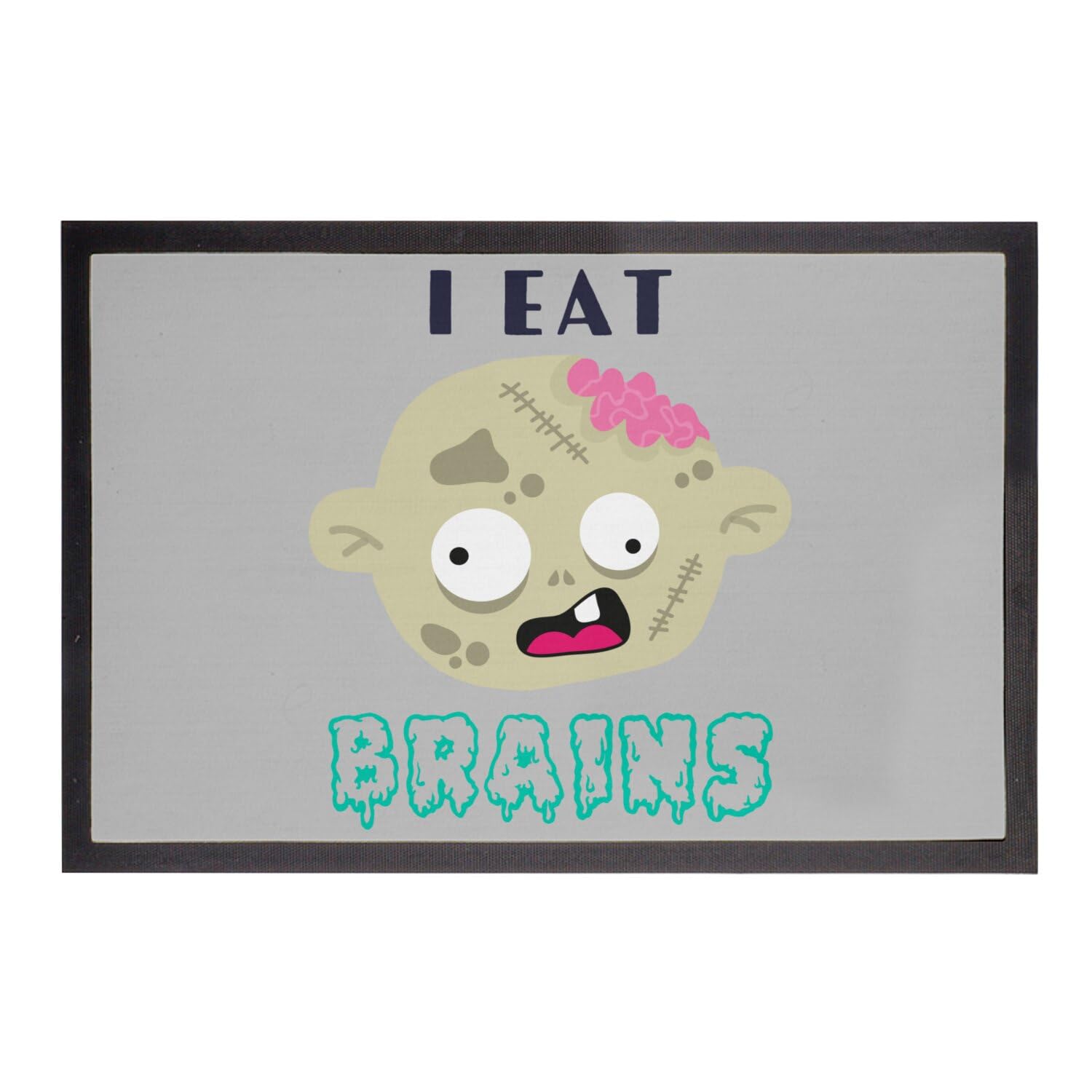 Paillasson gris 60x40cm I Eat Brains Zombie Halloween pour entrée