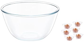 Borosil - Venus Glass Katori Bowl Set, 170ml, Set of 6, Transparent & Borosil Glass Mixing & Serving Bowl, Oven & Microwave Proof, 350 ml, Clear