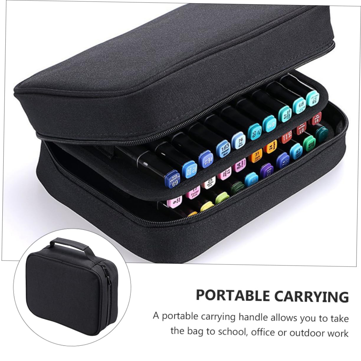 PLAFOPE 1pezzi Borsa per Pennarelli Multistrato Colorati Astuccio per Pennarelli da Disegno Custodia Portapenne per Cancelleria e Penne Gel Portatile per Viaggio o Uso Quotidiano