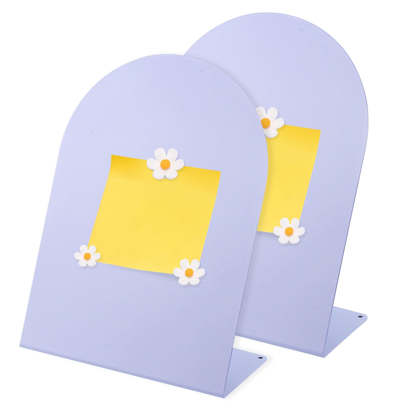 PATIKIL 2 Pcs Magnetic Bulletin Board, Memo Magnet Display Stand Board with 6 Flower Magnets for Home Office Kitchen Restaurant Cafe Supplies, Purple/White