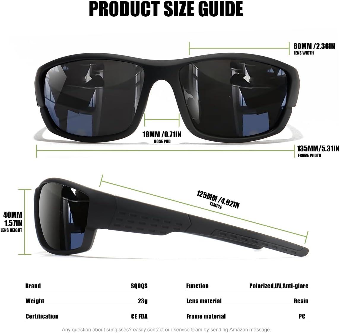 Polarized Sports Sunglasses Men UV400 Protection Lightweight Wrap Around Goggles for Cycling Fishing Driving Running - Image 4