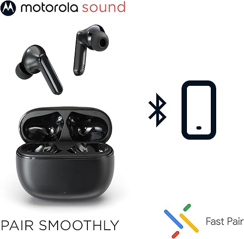 Miniatura 7 de Motorola Sound Moto Buds 125 True Wireless Earbuds, IPX5, impermeables, a prueba de sudor, control táctil, con micrófono de cancelación de ruido