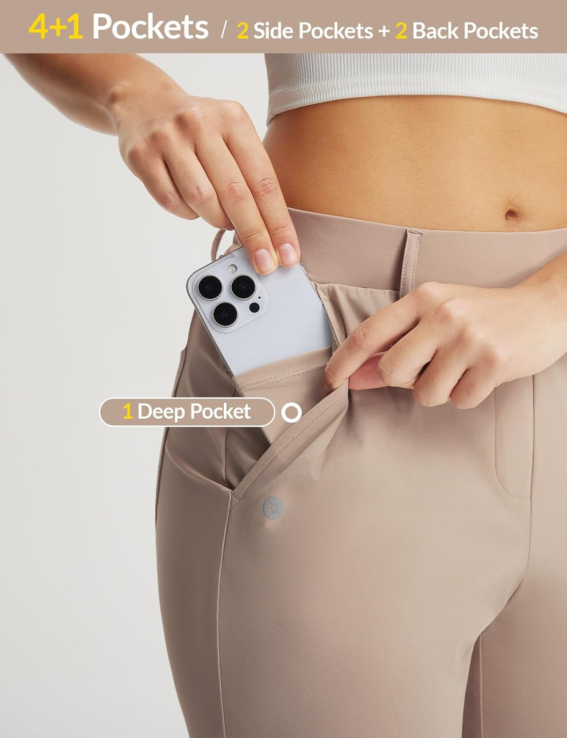 baleaf Women's Golf Pants with Belt Loop Deep Pockets Stretch Travel Casual Work Petite Ankle Slacks Lightweight - Image 4