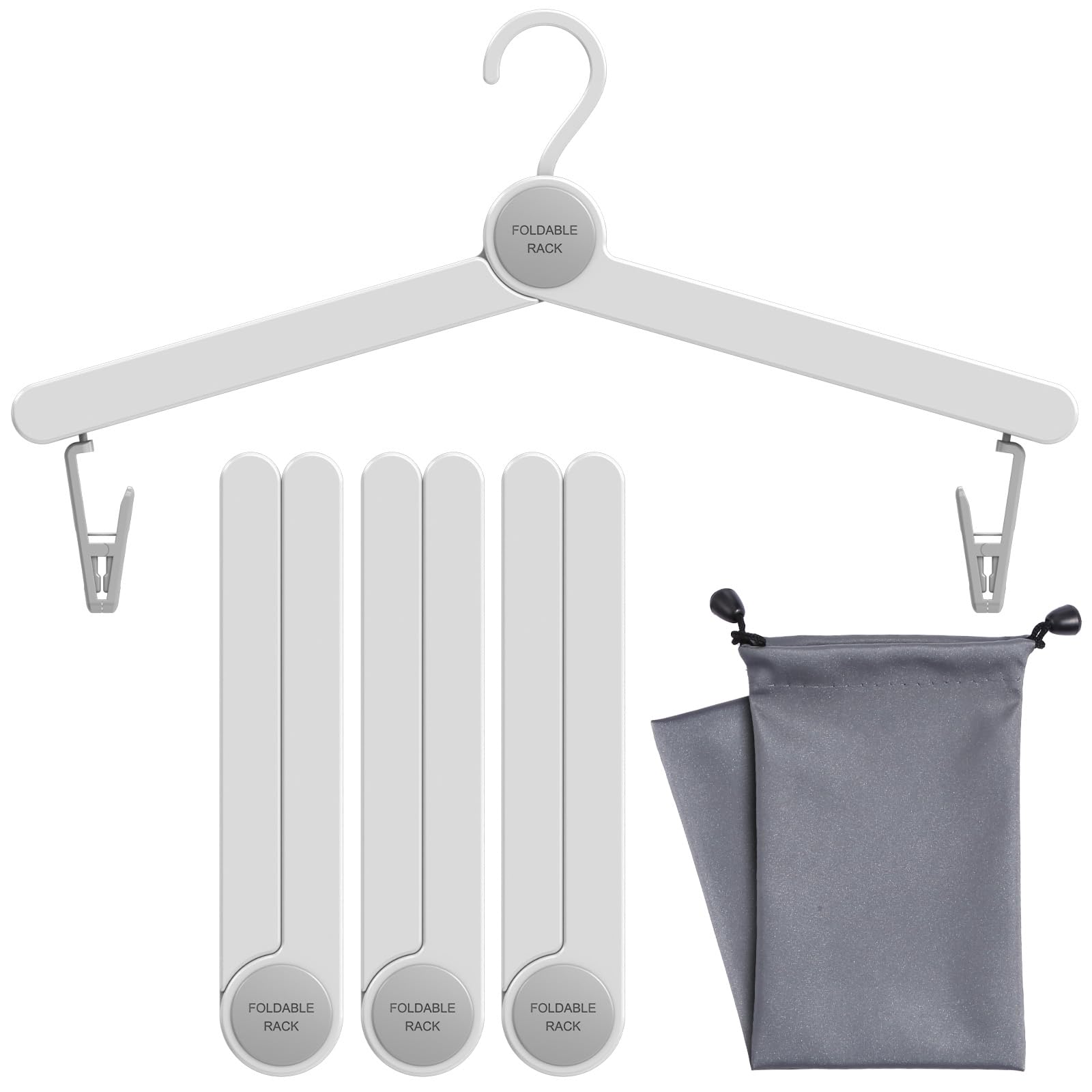 Sazfli4-Pack Foldable Travel Hangers with Storage Bag & Tape Measure - 360° Rotating ABS Clips, Cruise Essentials for Suitcases, Home & Closet Organization (Space-Saving Design)