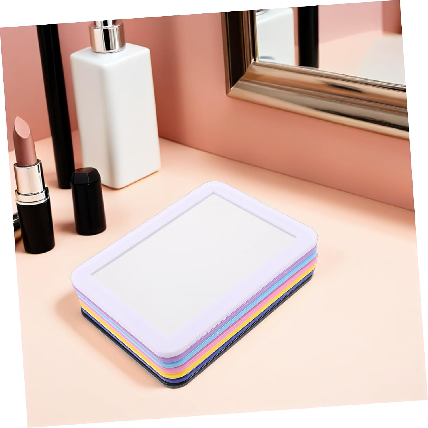 Garneck 7pcs Magnetic Locker Mirror for 7x5 Inch Rectangular Shatterproof Mirrors with Plastic Frame Portable Safety for Lockers Home Bathroom Bedroom