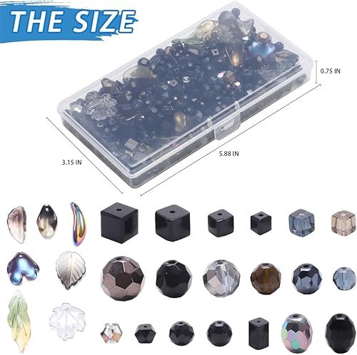 Miniatura 3 de YUANZHIRUN Cuentas de vidrio surtidas para hacer joyas, kit de fabricación de pulseras de cuentas de cristal de media libra, incluye más de 10