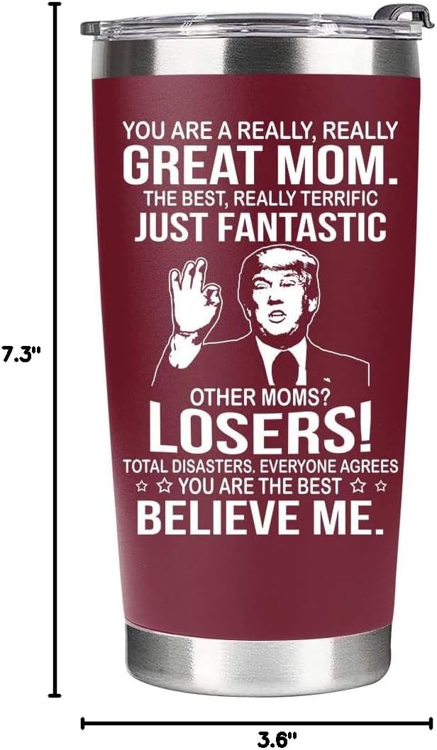 Mothers Day Gifts for Mom from Daughter, Son, Kids - Great Mom Coffee Tumbler on Birthday, Christmas, Durable Stainless Steel, Insulated for Hot or Cold Drinks, Ideal Gift for Mothers 20oz, Red - Image 8