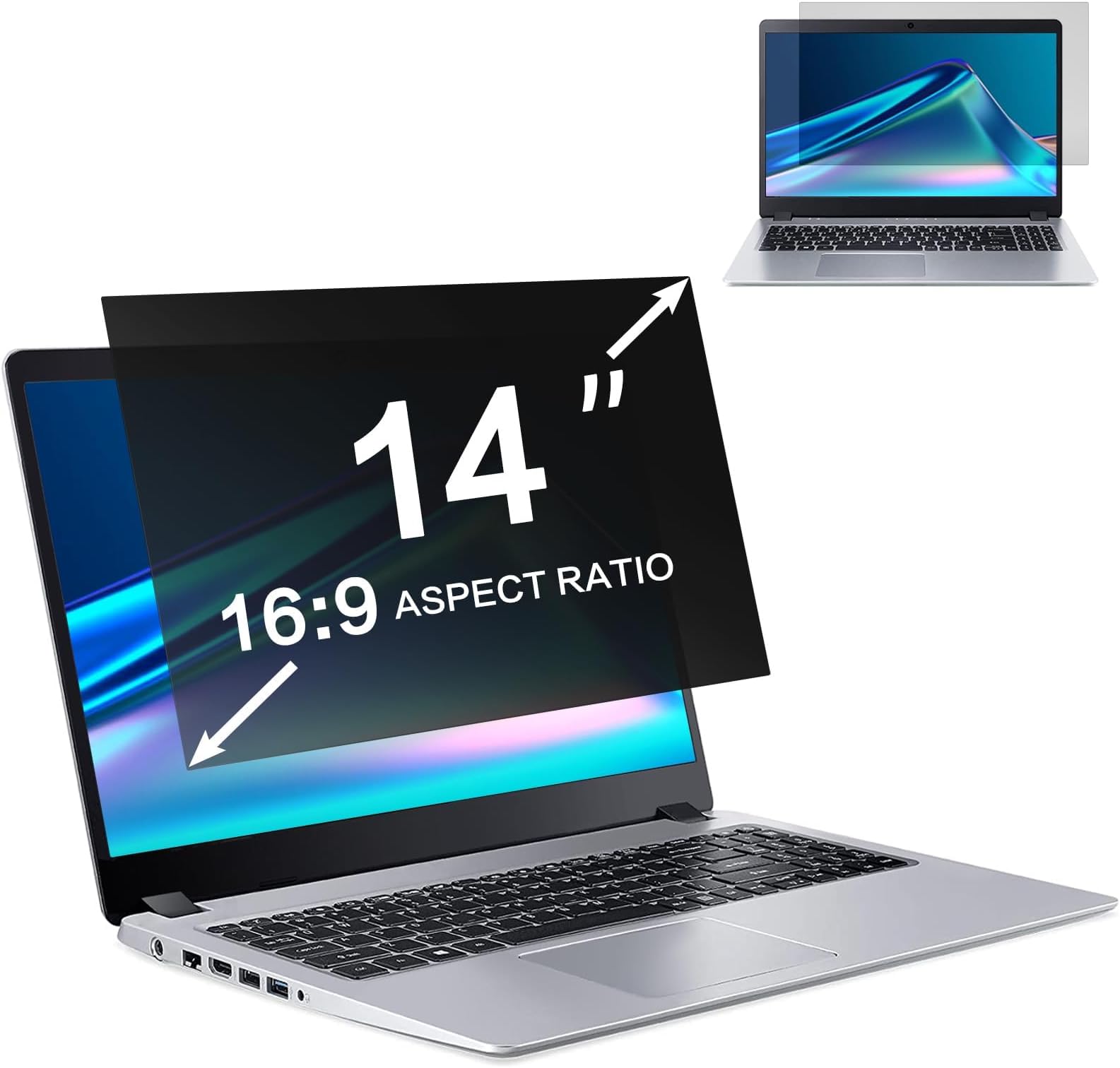 ZOEGAA 14 Inch Laptop Privacy Screen Filter Compatible with HP/Dell/Acer/Samsung/Lenovo/Toshiba for 16:9 Widescreen Display Laptop Privacy Screen and Anti-Glare Protector