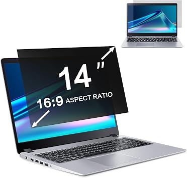 ZOEGAA 14 Inch Laptop Privacy Screen Filter, Compatible with HP Dell Acer Asus Samsung Lenovo Thinkpad, for Removable 169 Widescreen Display Laptop Privacy Screen 14 inch and Anti-Glare Protector