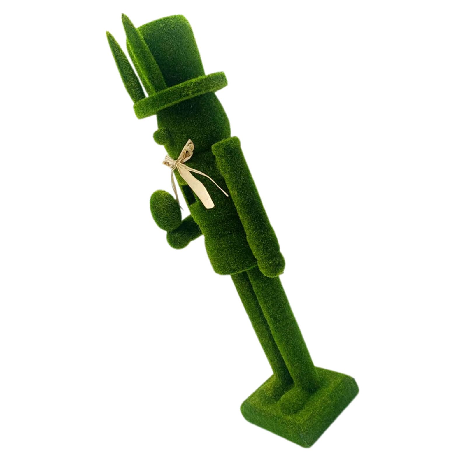 Cabilock Beflockte Holz-Nussknacker-Figur Hase Festliche Frühlings- und Weihnachtsdekoration für Tisch Kaminsims Regal Vielseitige Langlebige Sammlerfigur als Geschenk und Heimdeko