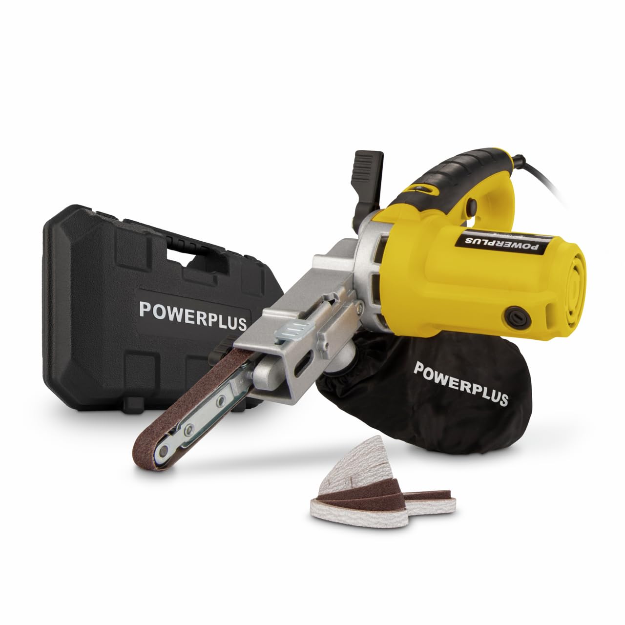 Powerplus Lime à Bande Électrique de 400 W POWX139 - Ponceuse à Bande Abrasive 457 x 13 mm - Vitesse Max. de 1700 min-1 - avec Coffret et 10 Accessoires