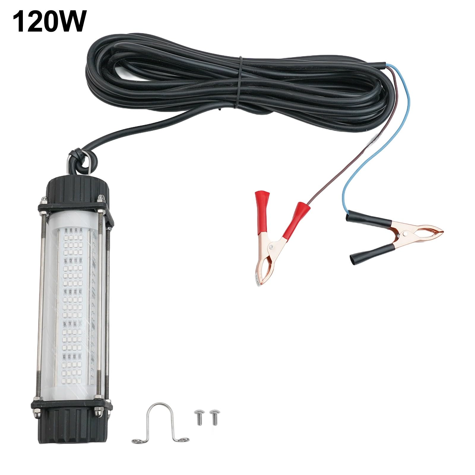 Podwodna lampa wędkarska 120 W/180 W o dużej mocy do łodzi 12 V, zanurzalna przynęta IP68 z obudową ze stali nierdzewnej, kabel 7 m, zielony/żółty/biały