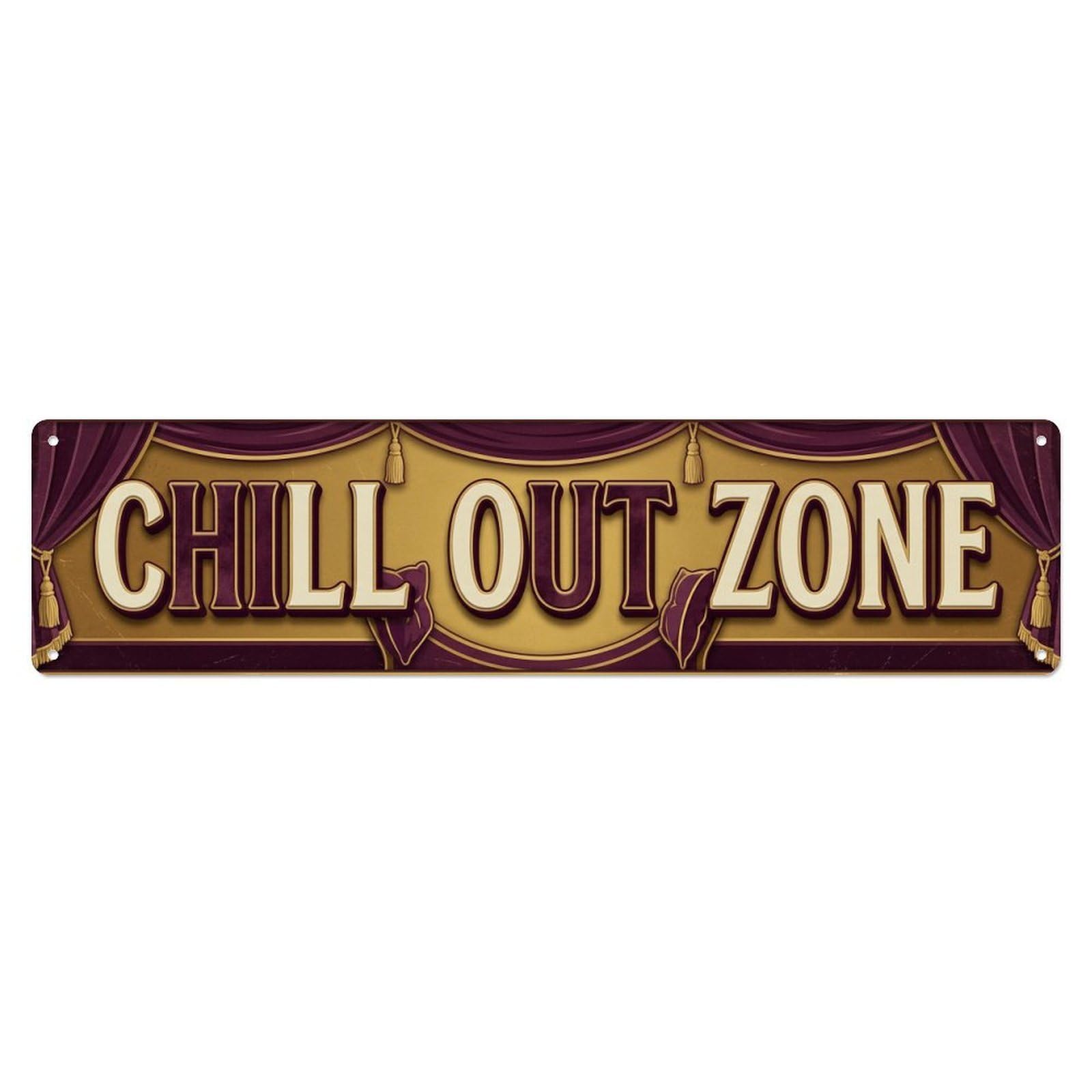 Chill Out Zone Faded Alcove 1 Vintage Metal Tin Sign Wall Decor for Cafe, Club, Garden Metal Poster 4x16Inch