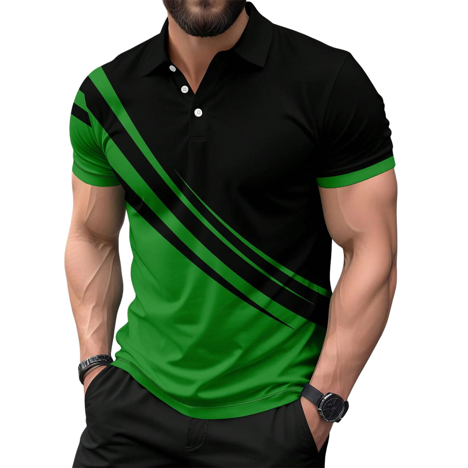 Polo Hombre Manga con Bolsillo en el Pecho Golf Polo Transpirable de Secado Rápido Poloshirt Deporte Hombre Slim Fit Tshirt Verano Camisa Hombre — view 9