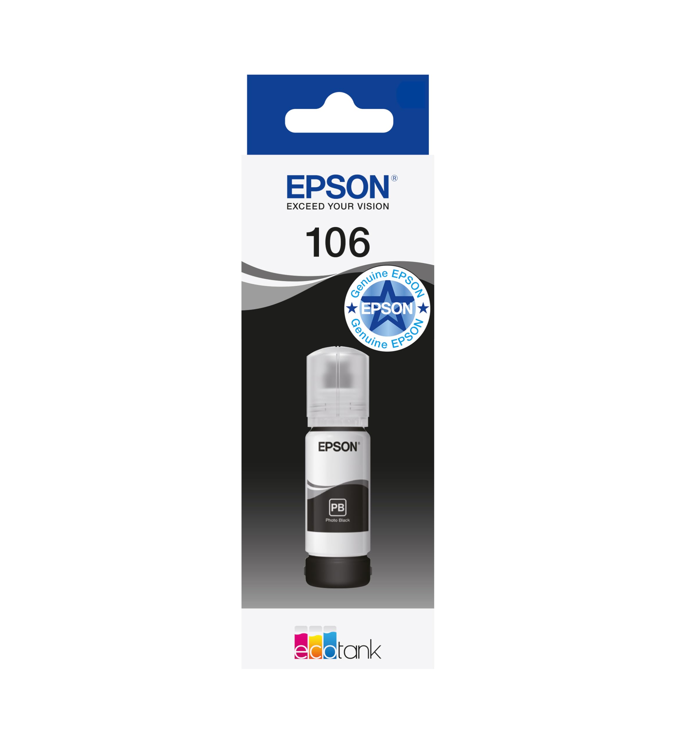 Original Epson 106 Ecotank Photo Black Ink Bottle (C13T00R140) - Clearance
