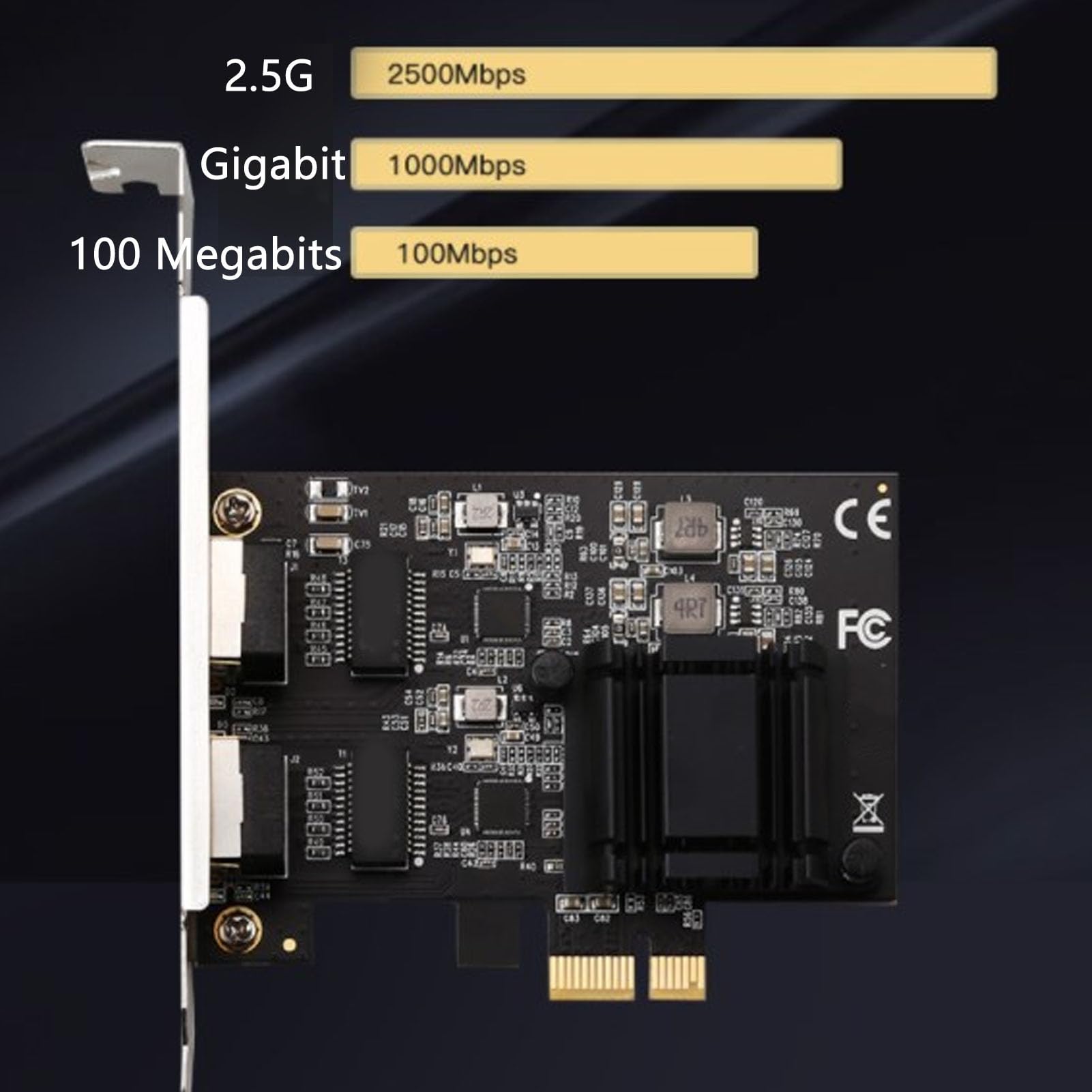 Scheda di Rete PCIe, Chip RTL8125, Scheda di Rete PCIe 2.5GBase T Adattatore Gigabit Ethernet a Doppia Porta per, Wake On LAN, Wake Up Remoto