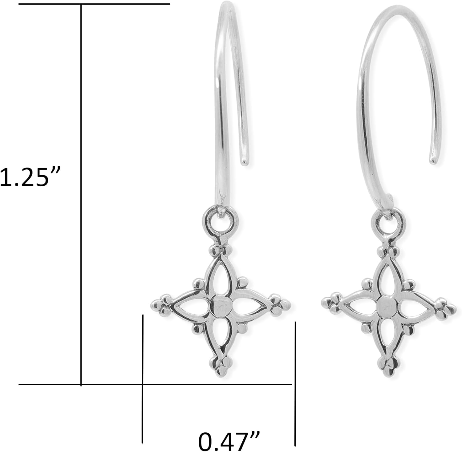 Boma Jewelry Sterling Silver Bohemian Star Pull Though Backless Hoop Earrings - Image 4