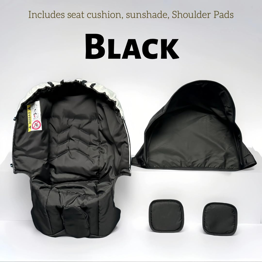 Compatible with Doona Car Seat & Stroller: 3-in-1 Black Replacement Cover Accessories Kit with Canopy & Shoulder Pads for Baby Infant