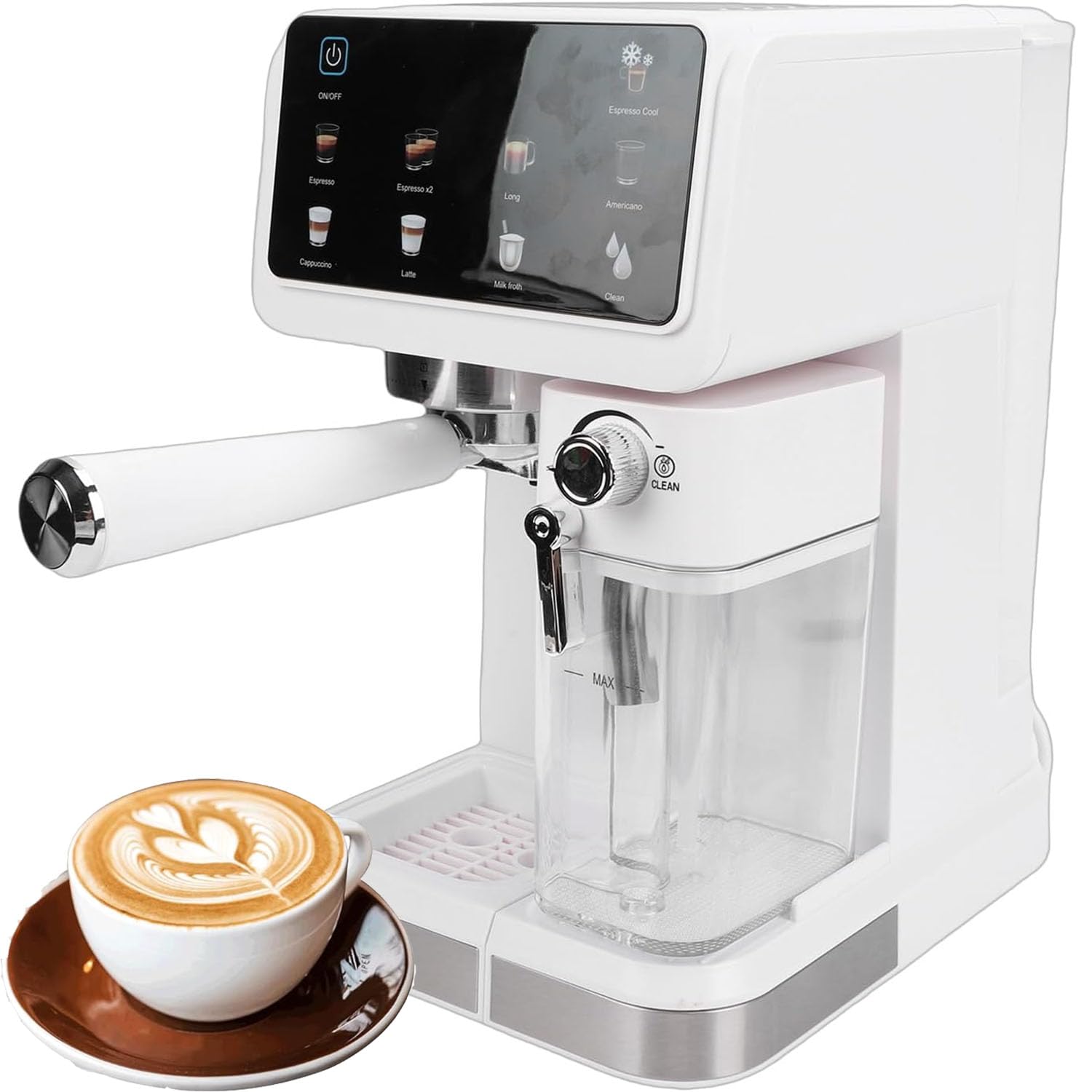 Machine à café tactile 20 bars avec buse vapeur pour cappuccino et latte riches
